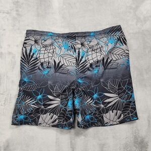 Islander Swim Trunks Mens M Gray Blue Floral‎ Lined Elastic Waist Beach Summer